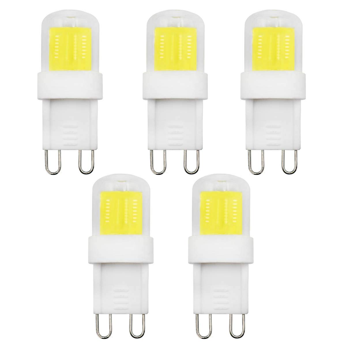 ASAIHKUN G9 LED Bulb 2W Mini Size 20W 25W 28W Halogen Bulbs Equivalent ECO G9 Bi-Pin Ceramic Base Clear Capsule LED Lamp 220-240V for Chandeliers Home Lighting Cool White 6500K (5 Pack)