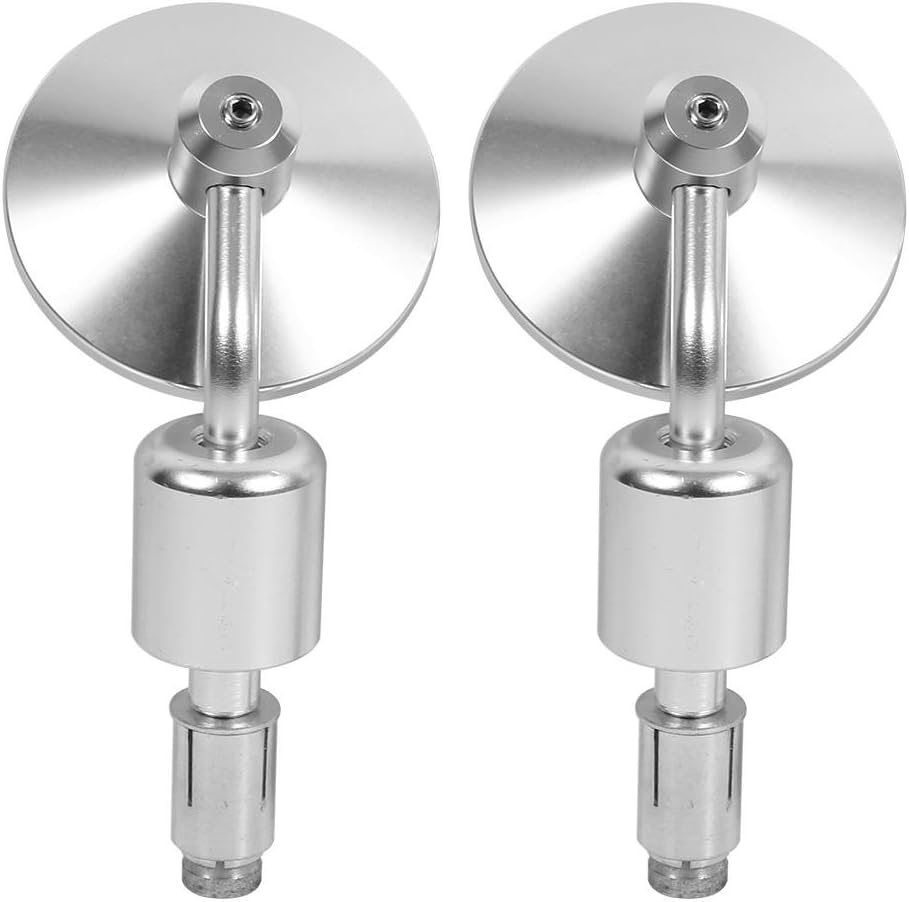 7/8" Hand Bar Rear View Mirrors, Keenso Adjustable 3" Round End Side Mirrors Motorcycle Sidemirror (Silver) - Image 3
