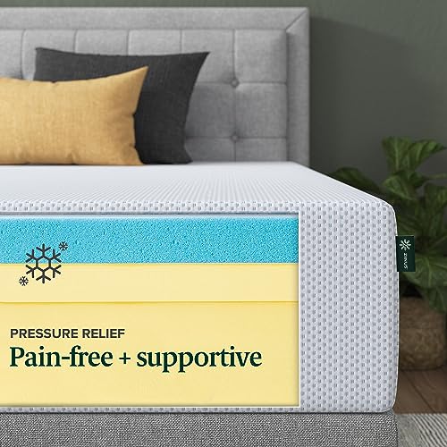ZINUS 12 Inch Green Tea Cooling Gel Memory Foam Mattress, Fiberglass