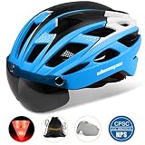 Bike Helmet, Shinmax Cycling Helmet CPSC Safety Standard Adjustable Bicycle/Climbing Helmet with Magnetic Visor&LED Safety Back Light for Adult Youth Men/Women Mountain&Road