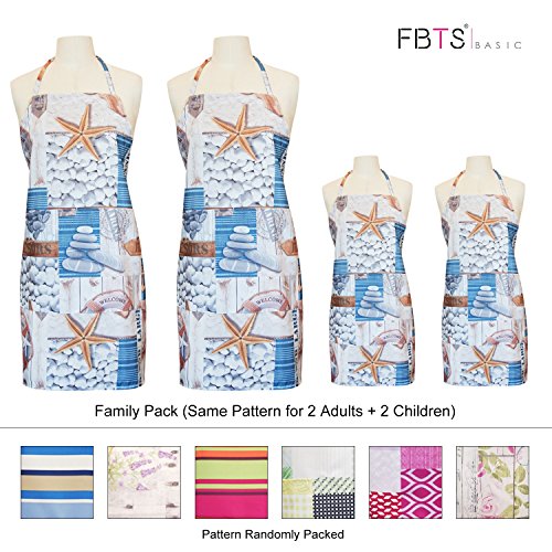 FBTS Basic Adjustable Aprons with Oversleeve 2 Packs Water Resistant Aprons with Two Big Front Pockets for women and men