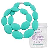 Silicone Teething Necklace. 100% food grade silicone baby teether. 100% BPA/PVC free. Longer 30”size. Organic chewbeads. Fast relief for baby. Perfect for baby shower, shower registry, gift basket.