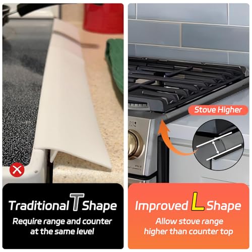 Stainless Steel Stove Gap Covers (2 Pack), Stove Gap Filler, Stove Counter Gap Guards for Kitchen, Range Trim Kit, Easy Clean with Heat Resistant, Adjustable Length 13.8” to 27.6”, Width 0.79