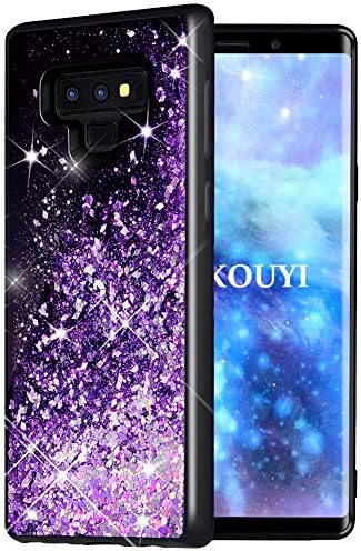 KOUYI Galaxy Note 9 Case Glitter, [Twinkling of Starry Night Series] Luxury Fashion Flowing Liquid Floating Sparkly Bling Quicksand 3D Design TPU Protective Cover for Samsung Galaxy Note 9 (Purple)