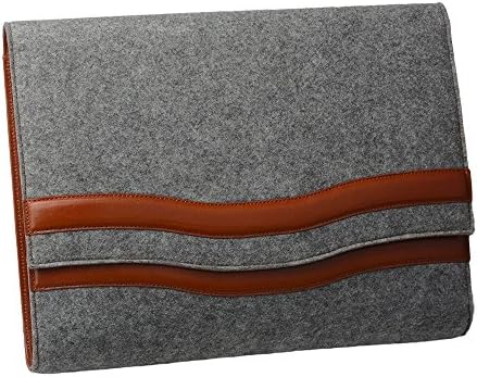 Leather and Wool Felt Organizer Expandable 4-Pocket File Folder, to Fit A4 Papers and 13 inch Laptop,Gray