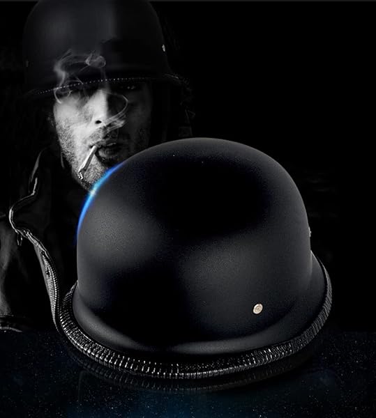 GERMAN HALF HELMET,ADULT SUMMER HANDMADE PERSONALITY VINTAGE CASCO ,MOTORCYCLE HELMET SCOOTER COOL HELMET FOR MEN AND WOMEN (BLACK, MEDIUM)