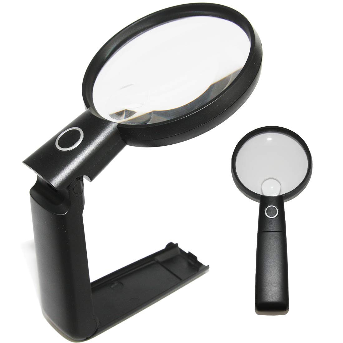 EasY Magnifier Large Magnifying Glass 2.0X Hands Free with LED Light and Stand Alone; Spot Lens 4.0X; Lighted Standing Desktop Loupe for Reading Close up Work, Gift for Visually Impaired
