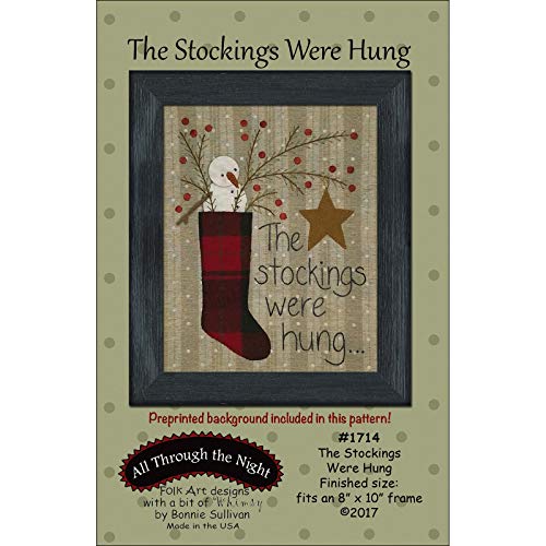 Stockings were Hung Christmas Applique Pattern by Bonnie Sullivan from All Through The Night #1714 Includes pre-Printed Background Fabric 8