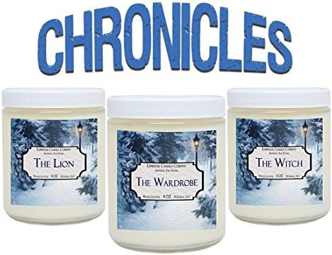 Book Candles - Chronicles - Soy Candle Set Includes The Lion, The Witch, The Wardrobe - 3 x 4 oz Scented Candles - Literary Gift For Book Nerds
