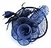 Womens Fascinators Hat with Headband Navy Blue