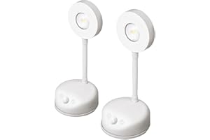 GARTO Spotlight Battery Operated, Motion Sensor Picture Light LED Cat-Eye Bulb Wall Sconce, Stick on Display Accent Lighting Dimmable 360° Rotation Rechargeable for Paintings (White, 2Pack)
