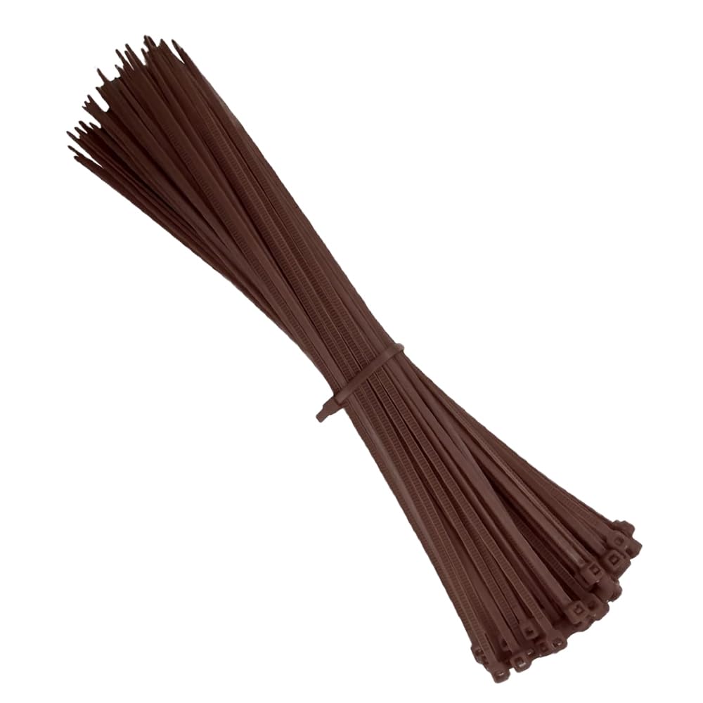 KafTon Pack of 100 Brown Cable Zip Ties, UL Nylon, Perfect for PC, Bicycle Tie Wrap DIY Home Wire Vegetable Garden Office (300mm x 4.8mm) Brown