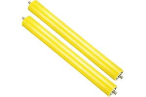 PATIKIL Polyurethane Coated Conveyor Roller 2.4" Diameter 20" Length, 2 Pack Stainless Steel Transmission Replacement Part Galvanized End, Yellow