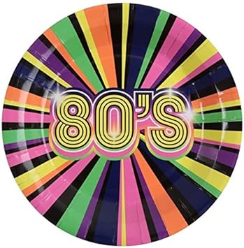Assiette Disco Annee 80 Multicolore X10 R 6712 Amazon Fr Cuisine Maison