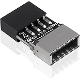 Duttek USB 2.0 to USB 3.2 Gen 1 Header Adapter, Front Panel Connector Motherboard 9Pin Female to Type-E (A-Key) Female for Ex