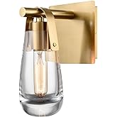 DEYNITE Gold Wall Sconces, Raindrop Sconces Wall Lighting, Modern Clear Glass Vanity Light Fixtures Raindrop Wall Sconce for 
