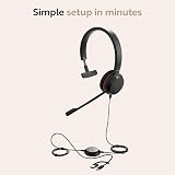 Jabra Evolve 20 Mono Headset UC USB C/A Passive Noise Cancellation Black view 5