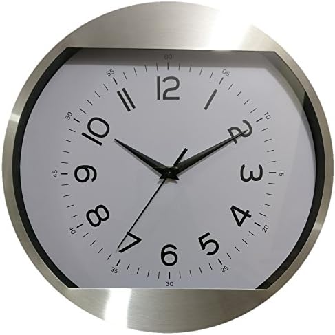 De'rons Exclusive Aluminium Round Shape Half Circle Design 30 cm x 30 cm Sweep Wall Clock for Home and Office 032 (White Silver)