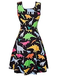 Uideazone Vestido sin mangas para mujer, cuello redondo, verano, playa, casual, Midi A Line