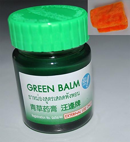 Thai Herbal Green Balm Wangphrom 20 g. Antipruritic from insect bites Relief of Sprains and Strains + Get Free Handmade Multi Purpose Bag