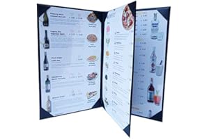 GBW 4 Pcs of Restaurant Menu Covers Holders 8.5" X 14" Inches, 3panel 4view,Sold by Case,with Clear PVC Sheets for Paper Protection