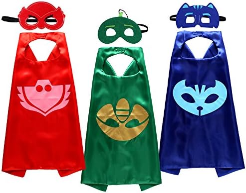 Zaleny PJ Masks with Capes Costumes For Kids Set of 3 Catboy Owlette Gekko
