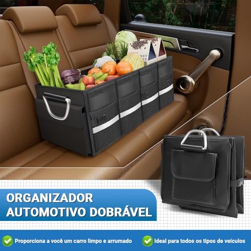 Organizador Carro Dobrável com Vários Compartimentos, Organizador de Porta-Malas de Carro, Armazenamento Dobrável para Acessórios de Carro para Mulheres E Homens