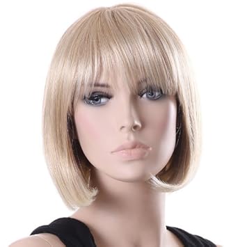 Songmics Perücke Frauen Damen Haar Wigs Blond Kurz Glatt für Karneval Fasching Cosplay Party Kostüm WFY098