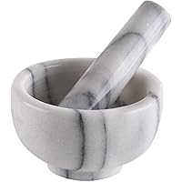 Greenco Mortar and Pestle Set, White Marble Stone Mortar and Pestle Grinding Bowl, Small 4.5 Inches, Kitchen Essential for Sp