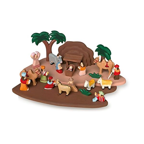 small foot Krippenspiel handgeschnitzt aus Holz, mit allen Figuren aus der Bibelgeschichte, ab 3 Jahren, 1839