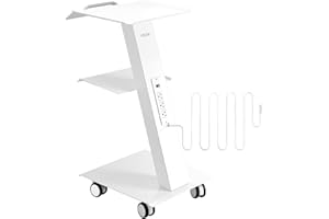 VEVOR Lab Trolley, Rolling Lab Cart with Built-in Socket, 3-Tiers Carbon Steel Mobile Trolley, Tray Rolling Clinic Cart with 