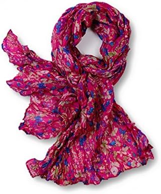 Floral Crinkle Neck Scarf | Lightweight Colorful Spring Summer Shawl Wrap Stole