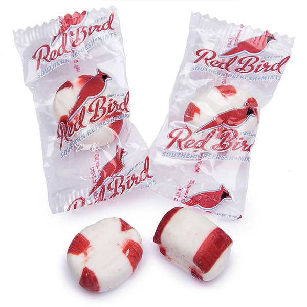 RED BIRD SOFT PEPPERMINT CANDY, INDIVIDUALLY WRAPPED, GLUTEN FREE BREATH MINTS, 18 OZ TUB