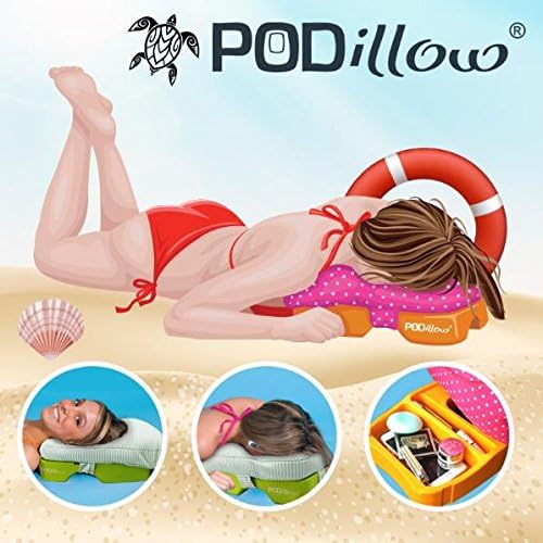 PODillow Be Worry Free! The Innovative FACE-Down Pillow with Pockets- Blue Doodle