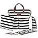 Diaper Bag by 8 Lemon Sharks - with Changing pad, Insulated Bottle Bag and Mini Purse - Designer Baby Bag for Moms and Dads - Black and White Stripes