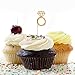Kakasogo 50PCS Newest Wedding Bridal Shower Gold Glitter Diamond Ring Cupcake Cake Topper Picks for Marriage Engagement Anniversary Birthday Valentines Party Cake Decor