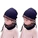 JOYEBUY 2 PCS Kids Boys Girls Hat and Scarf Set Warm Snow Knit Beanie Slouchy Skull Cap and Circle Scarf (Navy Blue)