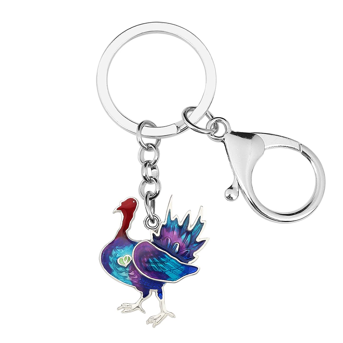 NEWEI Thanksgiving Turkey Keychains for Women Girls Cute Chicken Turkey Gifts (Blue)