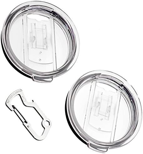 2 Replacement Lids for 30oz Stainless Steel Tumbler Travel Cup - Fits Yeti RTIC and others - Comes Complete with Carabiner Key Chain