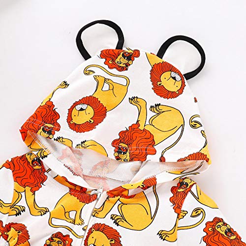 NUWFOR Toddler Infant Baby Boys Girls Cartoon Lion Print Hooded Romper Jumpsuit Outfits(White,12-18 Months)
