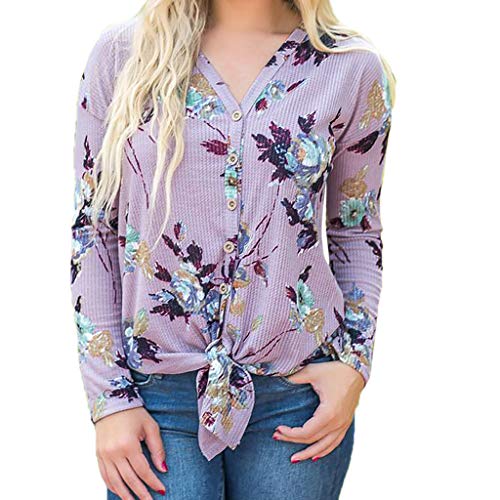 UOKNICE Womens Blouses, Long Sleeves Casual Fashion Print Flower Soft Loose Button V-Neck Loose T-Shirts Tops 14-16 16w Wrinkle-Free 2XL 3XL 4X 4t 4XL 5X 5XL 5t 50s 6-9 70s 80s apt Teen