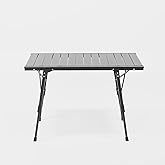 BOXIO - Folding Camping Table 88 x 40 cm Weatherproof Stable &amp; Foldable Height-Adjustable Outdoor Table for Camping, Garden, Balcony &amp; Motorhome Accessories (With Bag)