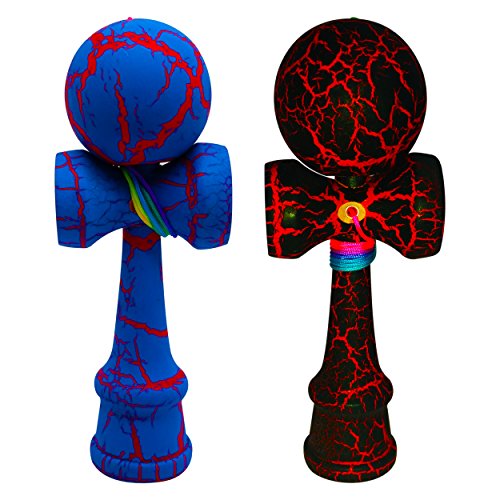 Kendama Toy Co. 2-Pack The Best Pocket Kendama (Not Full Size) - Awesome Colors: Black/Red & Blue/Red Kendama Set- Solid Wood Better Hand Eye Coordination
