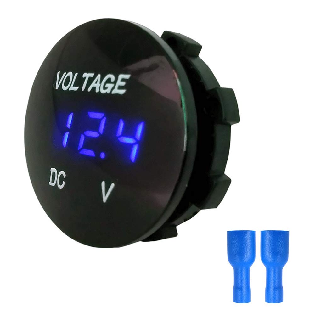 Vehicle Voltmeter Tester,Mini Waterproof Voltmeter DC 5-48V Car Voltmeter Tester, Waterproof LED Digital Display Car Voltmeter Round Panel Voltage Meter Tester For Motorcycle Auto Truck
