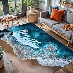 Brown Beach White Deep Blue Waves Ocean Theme Area