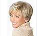 JYWIGS 12'' Blonde Short Wig for Women Multicolor Synthetic Fiber Side Swept Full Bangs Wig Cap Hairnets Gift