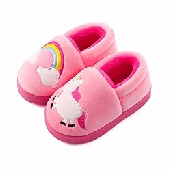 ESTAMICO Girls Plush Warm Slippers Cute Animal Kids