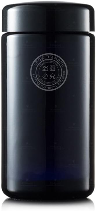 Snow Diamond Tall Extra Large 500ml (17 fl oz) Black Violet Ultraviolet Glass Wide Mouth Screw Top Jar Premium UV Protected Storage and Smell Proof Herb Container (1, 500ml)