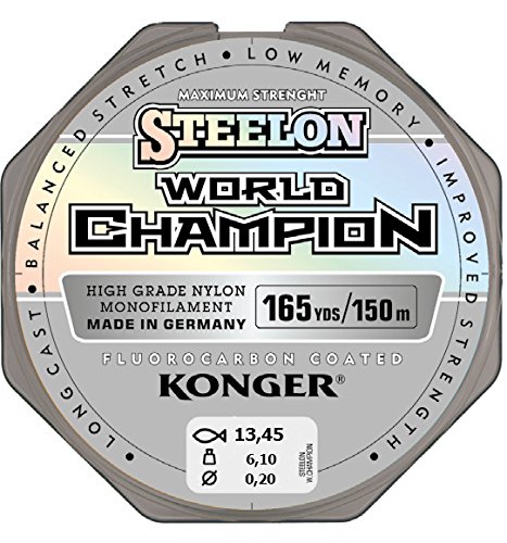KONGER Fishing Line World Champion Fluorocarbon Coated 0.10 - 0.30 mm/150 Metre Monofilament Line, Super Strong, Top Quality-, 0,20mm / 150m