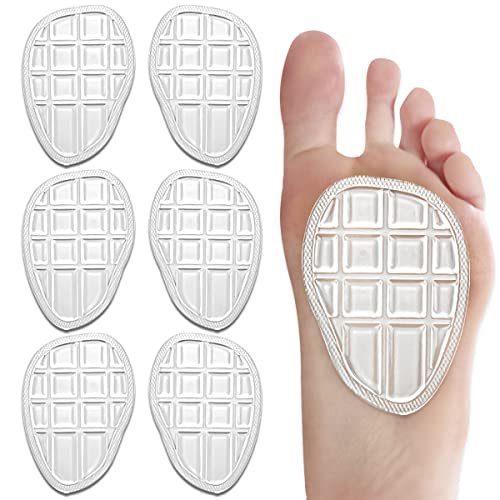 Urwalk Ball of Foot Cushions Insoles.Metatarsal Forefoot Pads, Anti Slip Shoe Inserts - 3 Pairs (Clear)